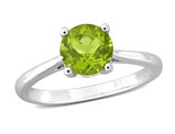 1.50 Carat (ctw) Peridot Solitaire Ring in Sterling Silver